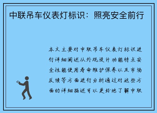 中联吊车仪表灯标识：照亮安全前行